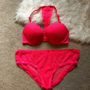 Hot pink bra and underwear matching set